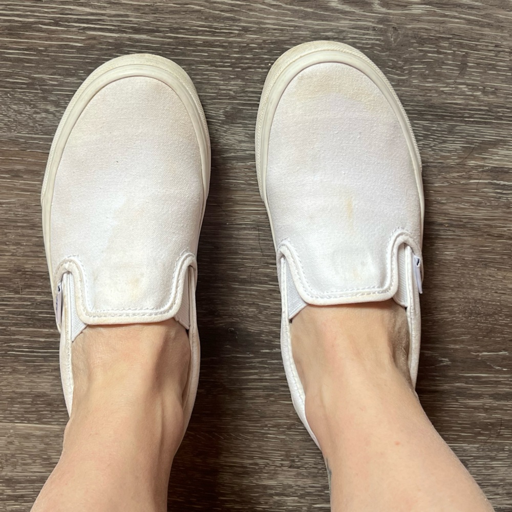 Vans Women’s Slip-On Sneakers in Cream Canvas